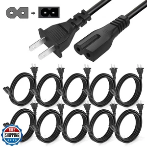 (10-Pack) Polarized Power Cord, C7 2 Prong AC Power Cable, Compatible with Vi - Picture 1 of 5