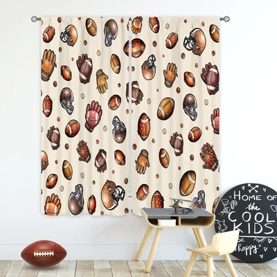 Шторы детские Cinbloo бейсбольные для мальчиков 42Wx63H дюймов удочка карман спортивные бейсбольные B... - Изображение 1 из 4