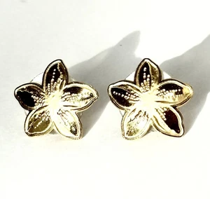 Pendientes Leighton LAM Plumeria Post Vintage Tono Dorado Firmados Delicados - Imagen 1 de 8