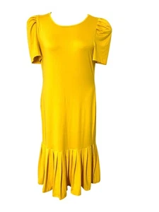Yellow Shein Curve OXL Puff Sleeve Drop Hem Dress - Picture 1 of 5