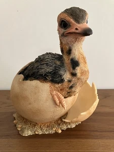 Hand Crafted K. Sherwin Baby Ostrich Chick Hatching from Egg Figurine Ornament - Picture 1 of 10
