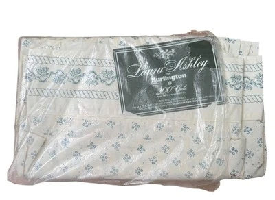 Laura Ashley For Burlington 200 Ct Full Sheet Blue Floral Print Cotton Blend - Image 1 of 3