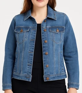 One Five one Jeansjacke Damen 1X Langarm Distressed Knopfleiste Blau Denim - Bild 1 von 10