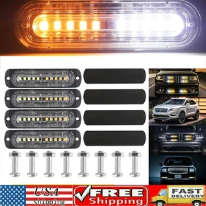 Barra de luz estroboscópica intermitente de peligro de advertencia de emergencia de 24 LED ámbar/blanco 4 piezas - Imagen 1 de 15