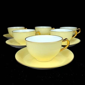 Okura Art China Cup Saucer Colored Sowing Yellow 5-Piece - Picture 1 of 9
