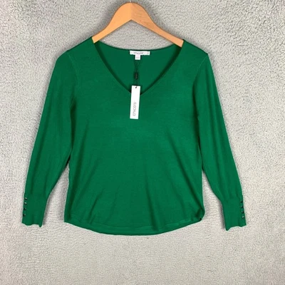 Suéter Pullover Chico's Cuello en V Talla 0 EE. UU. Pequeño Manga Larga Tejido Top Verde Foto 1 de 4