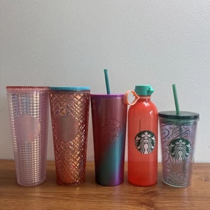 Lot Of 5 Starbucks Venti Tumblers Sequin Mermaid Collectible 24 Water Bottle + - Picture 1 of 9