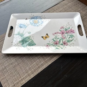 LENOX Butterfly Meadow Melamine Handled Serving Tray EUC 18.5” X 12” - Picture 1 of 6