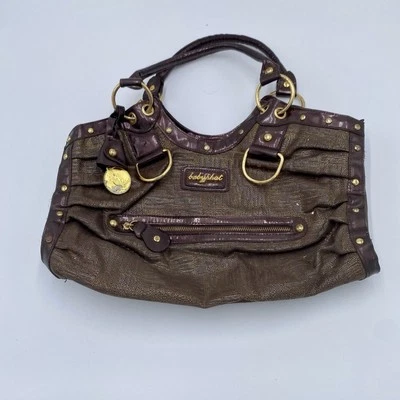 Vtg y2k Baby Phat Brown Studded Gold Shoulder Bag Hobo Purse Whimsigoth Grunge - Image 1 of 4