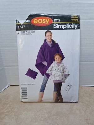 Simplicity Sewing Pattern 1747 Stadium Poncho In 2 Sizes And Pillow - Uncut  - Image 1 of 4