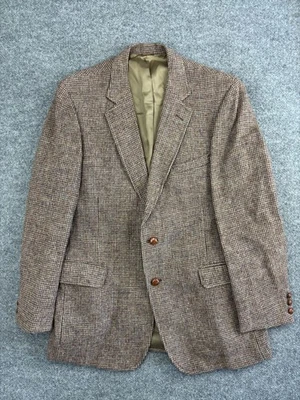 Vintage Harris Tweed Blazer Mens 44 Plaid Wool Sport Coat American Craftsmen 90s - Image 1 of 4