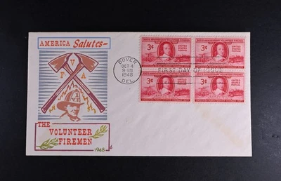 Oct 4 1948 FDC USA Scott # 971-10 Ira Bennett Cachet VF Cover Firemen Firefighte - Image 1 of 2