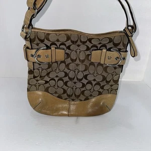 Bolso de Mano Coach Jacquard Firma “C” Soho Hombro Lona Cuero Borde Cartera - Imagen 1 de 9