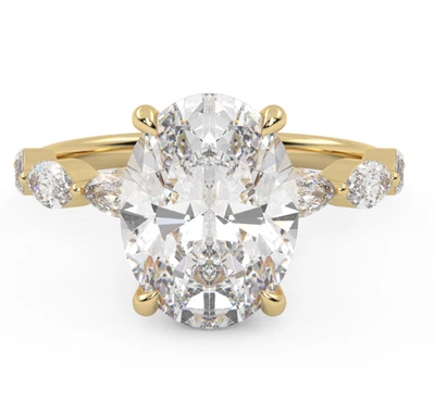3.40 Ct Oval-Cut GH/VS Lab Grown Diamond Solitaire Wedding Ring 14k Yellow Gold - Image 1 of 4
