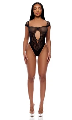 Lencería Forplay Cross Your Mind Teddy Bodystocking Negro Foto 1 de 3