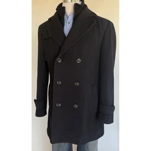 Ralph Lauren Peacoat Overcoat Mens 40R M Double Breasted Wool Blend Notch Collar - Picture 1 of 17