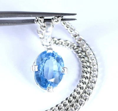 Colgante Aniversario Piedras Preciosas Ovaladas Aguamarina Natural Certificado 4.10 Ct Ver Video Foto 1 de 4