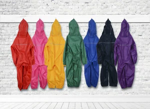 CHILDRENS WATERPROOF ALL IN ONE RAINSUIT GIRLS BOYS DRY KIDS PUDDLE SCHOOLS - Picture 1 of 19