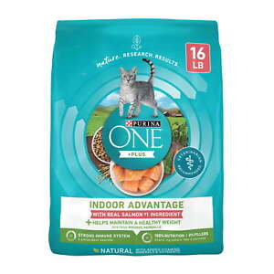 Purina ONE Plus Indoor Advantage Dry Cat Food, High Protein Salmon, 16 lb Bag