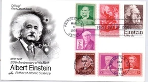 #1774 ALBERT EINSTEIN FATHER OF ATOMIC SCIENCE, ARTCRAFT COMBO STAMP FDC - Picture 1 of 1