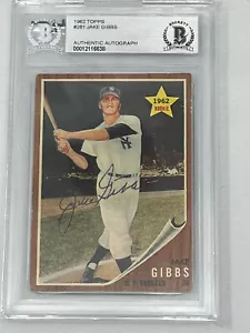 1962 Topps #281 Jake Gibbs Yankees Slabbed Signed Card BAS Beckett - Picture 1 of 1
