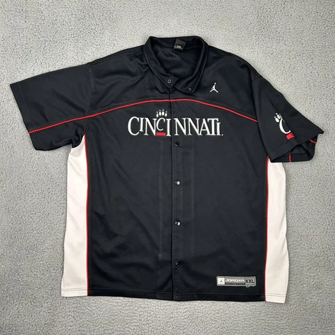 Vintage Jordan Cincinnati Bearcats Jersey Snap Button Warm Up Shirt Men’s 2XL Cover