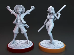 Luffy and Nami anime miniature for Tabletop, boardgames, dioramas... - Imagen 1 de 29