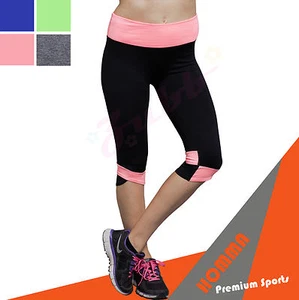Premium Yoga Sports Capri Stretch Athletic Leggings Pants Fitness Running Gym - Picture 1 of 12