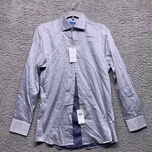 Vince Camuto Shirt Mens 15 33 Slim Grey All Over Print Button Up Long Sleeve - Picture 1 of 11