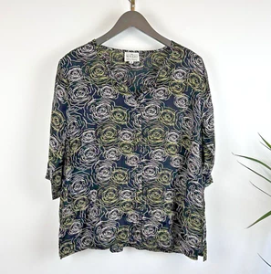 The Masai Clothing Company Tunic Blouse UK M Black V-Neck Rose Floral Oversized - Picture 1 of 9