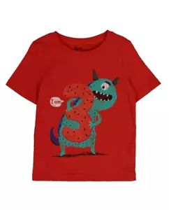 T-Shirt Kinder Jungen Geburtstag rot Monster I Am 3 3-4 Jahre - Bild 1 von 1
