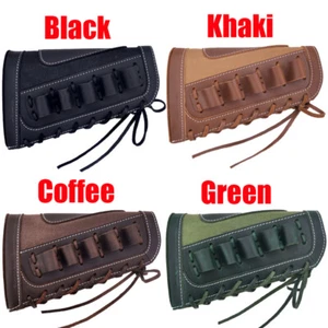 Rifle Cartridges Carrier Buttstock Canvas Leather Cover For .30-30 .308 .22 12GA - Picture 1 of 53