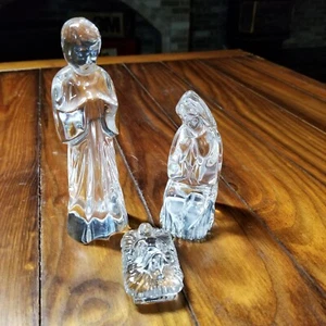 Vtg Waterford Crystal Nativity Collection 3 Piece Set Jesus Mary Joseph VSS - Picture 1 of 14