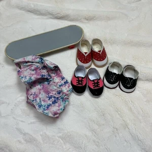 American Girl 18 Zoll Puppe Our Generation Menge Schuhe Rock Skateboard - Bild 1 von 12