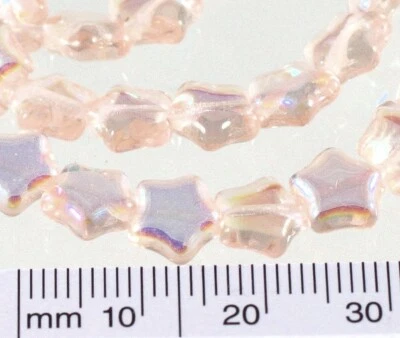1 filamento (55) cuentas estrella de vidrio prensado checo AB rosa claro 8x8 mm * Foto 1 de 4