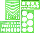 4 Stück Vorlage Kunststoff Lineale Kreis Oval Kreis Radius Zeichnungsvorlagen für