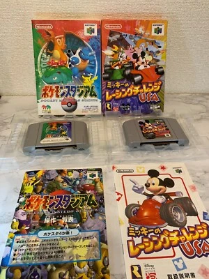 Pokémon Stadium  Mickey's Speedway USA Nintendo 64 Japan　Box and manual   lot  - Image 1 of 4