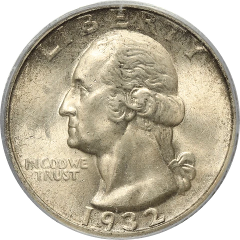 1932-D Washington Quarter 25c, PCGS MS 64 - Nice Key Date Cover