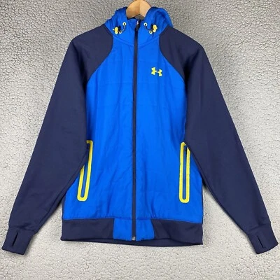 CHAQUETA UNDER ARMOUR STORM PARA HOMBRE COLDGEAR ESCUDO INFRARROJO PEQUEÑA AZUL AMARILLO CON CAPUCHA Foto 1 de 4