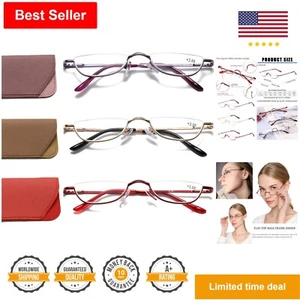 Slim Half Moon Lens Readers - Quality Metal Frame - 3 pack +2.5 - Convenient Set - Picture 1 of 8