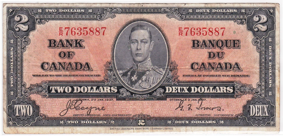 Mazuma *F1633 Canada 1937 KGVI $2 E/R 7635887 GVF - Image 1 of 2