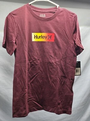 NUEVO CON ETIQUETAS Camiseta Hurley Niños Grande Roja Colorida Logo Serigrafía Manga Corta Foto 1 de 4