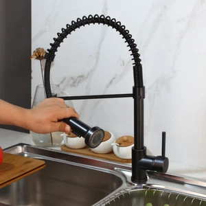 Kitchen Sink Pull Down Spray Mixer 360°Swivel Spout ORB Faucet Single Handle Tap - Picture 1 of 11