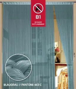 Fadenvorhang 150 cm x 500 cm (B x H) Farbe Blaugrau in B1 schwer entflammbar - Bild 1 von 3