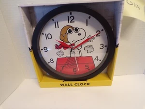 New In Box  Snoopy Red Barron Peanuts Wall Clock Battery Operated 10” - Picture 1 of 2