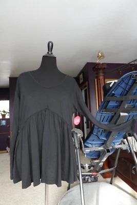 W БОНГО ГОТИЧЕСКИЙ ЧЕРНЫЙ ДЛИННЫМ РУКАВОМ BABYDOLL РУБАШКА С ЗАДНЕЙ V ШЕИ XL КРЕСТЬЯНИН ЦЫГАНСКИЙ - Изображение 1 из 4