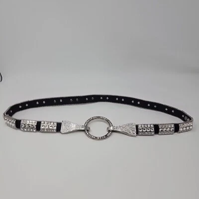 ШИКАРНЫЙ CHRISTINE ALEXANDER ИЗ ЧЕРНОЙ КОЖИ SWAROVSKI CRYSTAL РЕМЕНЬ ЖЕНЩИН БОЛЬШОЙ - Изображение 1 из 4