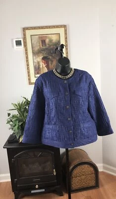 Blazer Ruby Rd 16 púrpura tela texturizada mangas largas mujer chaqueta frente abierto Foto 1 de 4