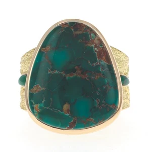 18K Gold Ring With High Grade Natural Royston Turquoise By Darryl Dean Begay - Picture 1 of 5