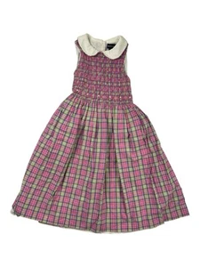 Ralph Lauren Vintage Girls Sleeveless Smocked Dress Pink Plaid Lined Size 6 - Picture 1 of 4